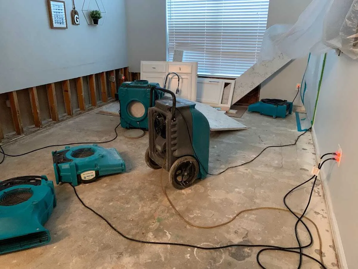 Dehumidifier in flood-cut room for Water Damage Restoration in Lower Macungie